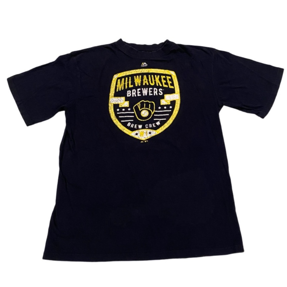 Milwaukee Brewers MLB Big & Tall Majestic T Shirt Men’s XL TALL Navy Brew Crew